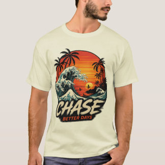 Camiseta Arte costero de puesta de sol y olas del mar vinta