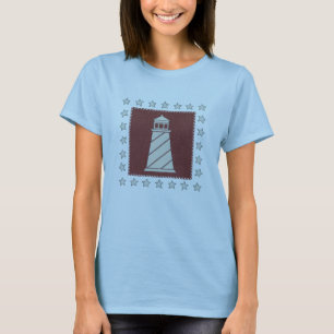 Camiseta Arte costero   Faro en rojo