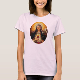 Camiseta Arte cristiano del corazón sagrado de Jesús y de
