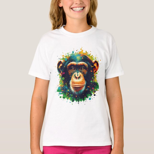 Camiseta Arte cromático de chimpancé (Anverso)