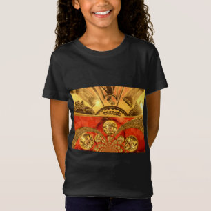 Camiseta Arte Cultural Africano: Rico diseño rojo dorado