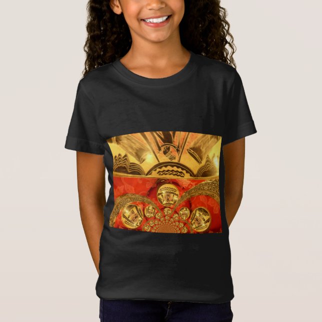 Camiseta Arte Cultural Africano: Rico diseño rojo dorado (Anverso)