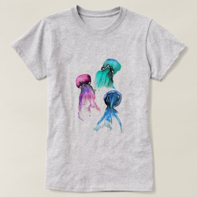 Camiseta Arte cutáneo de medusas trio acuarela (Diseño del anverso)