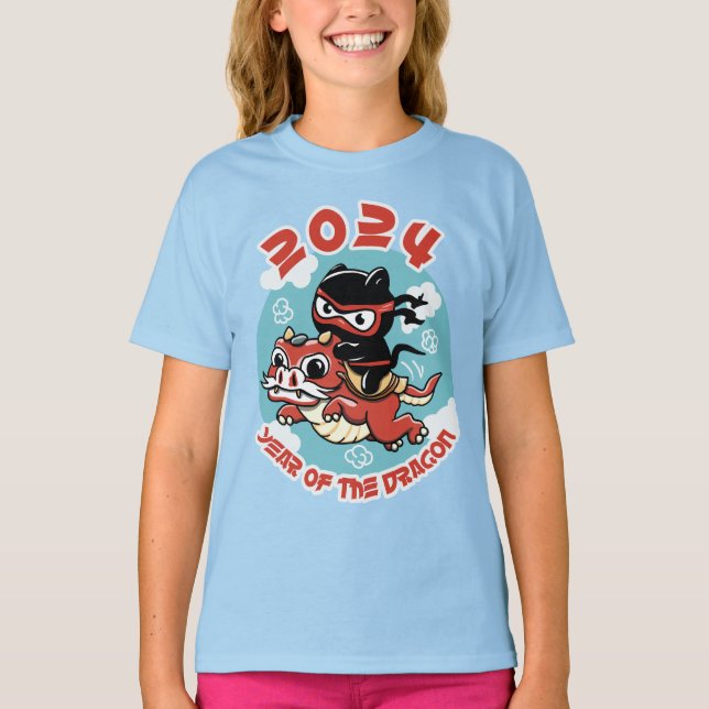 Camiseta Arte Cute Kawaii | 2024 Año Del Dragón (Anverso)