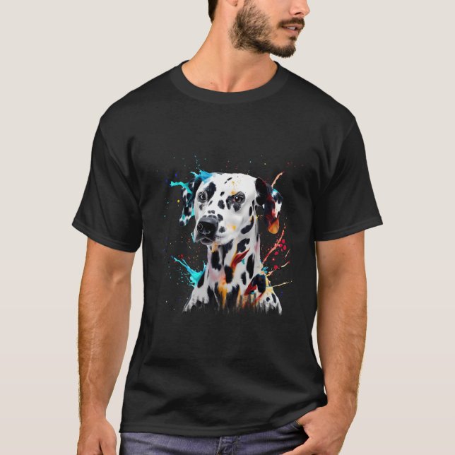 Camiseta Arte dálmata salpicando pintura abstracta perro co (Anverso)