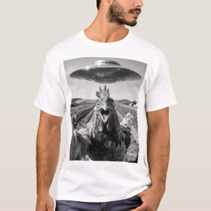 Camiseta Arte de Abducción de Pollo OVNI Extraterrestre Hum