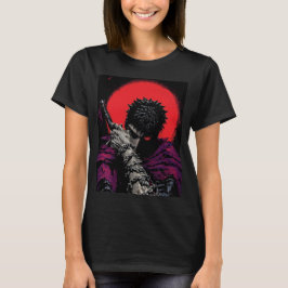 Camiseta Arte de Abrazo de Espada de Luna Roja del Guerrero