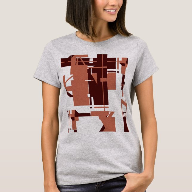 Camiseta Arte de abstracto geométrico tipo MCM de cobre osc (Anverso)