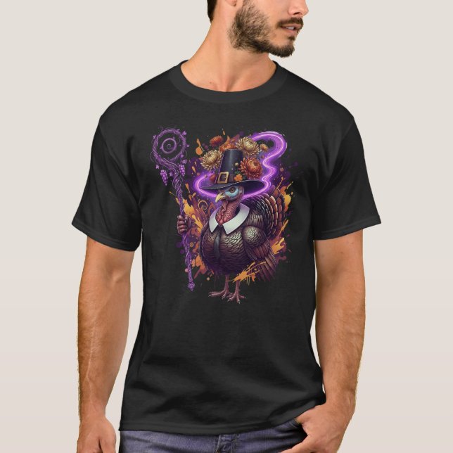 Camiseta Arte de Acción de Gracias en la Turquía mágica (Anverso)