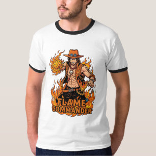 Camiseta Arte de acción de pirata comandante de llamas