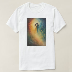 Camiseta Arte de Acuarela Abrazo Celestial, Pareja