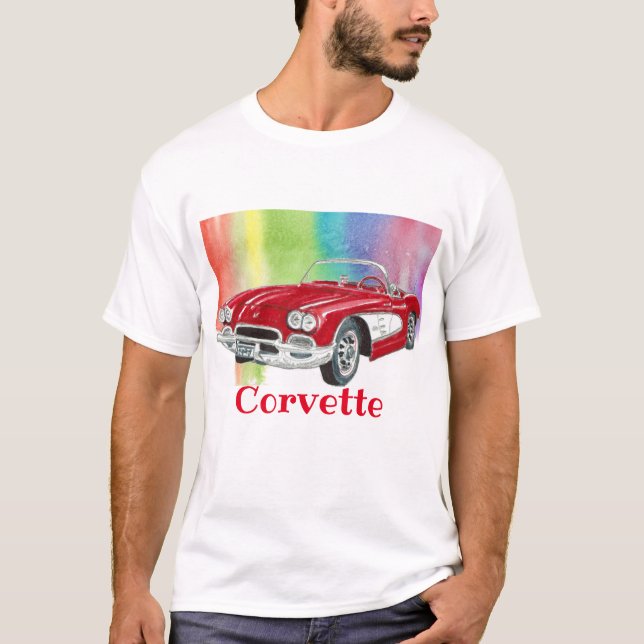 Camiseta 'Arte de acuarela convertible Corvette clásico (Anverso)