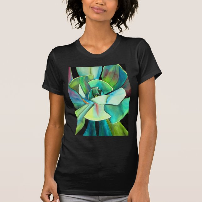 Camiseta Arte de acuarela de agua de desierto azul y verde  (Anverso)