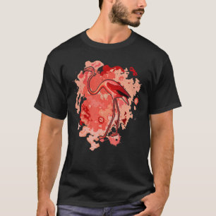 Camiseta Arte de acuarela de ave flamenco rosa