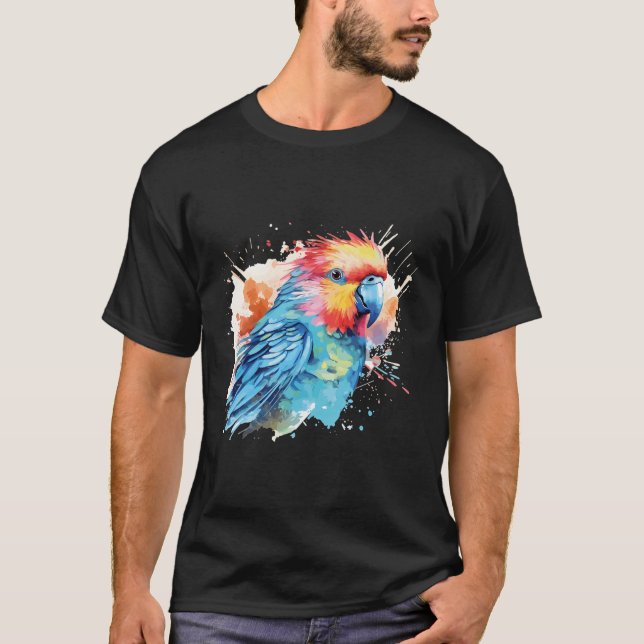 Camiseta Arte de acuarela de Budgie (Anverso)