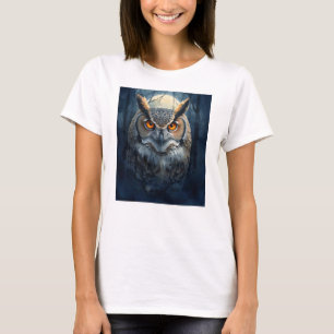 Camiseta Arte de Acuarela de Búho Místico   Búho de Luna en