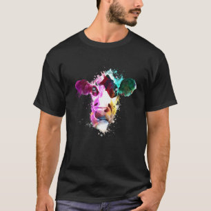Camiseta Arte de acuarela de cabeza de vaca animal de granj