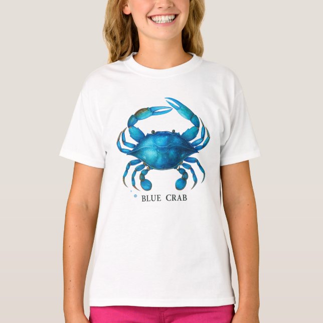 Camiseta Arte de acuarela de cangrejo azul - Vida marina co (Anverso)