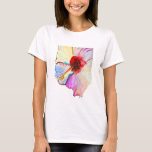 Camiseta arte de acuarela de hibisco de verano