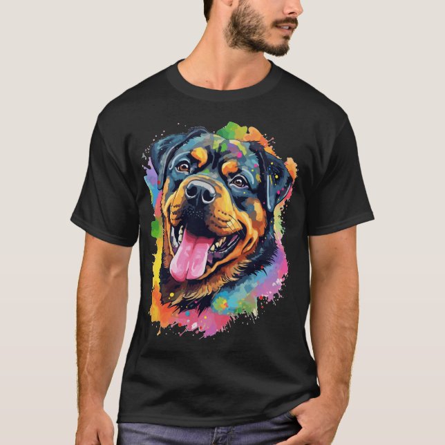 Camiseta Arte de acuarela de perro de Rottweiler (Anverso)