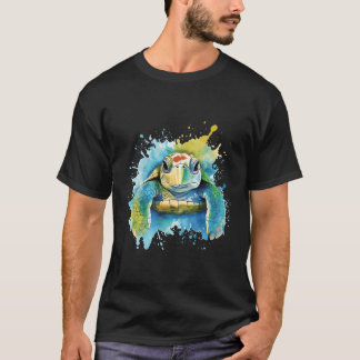 Camiseta Arte de acuarela de tortuga marina
