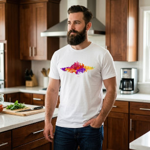 Camiseta Arte de Acuarela del Horizonte de Chicago sobre Fo