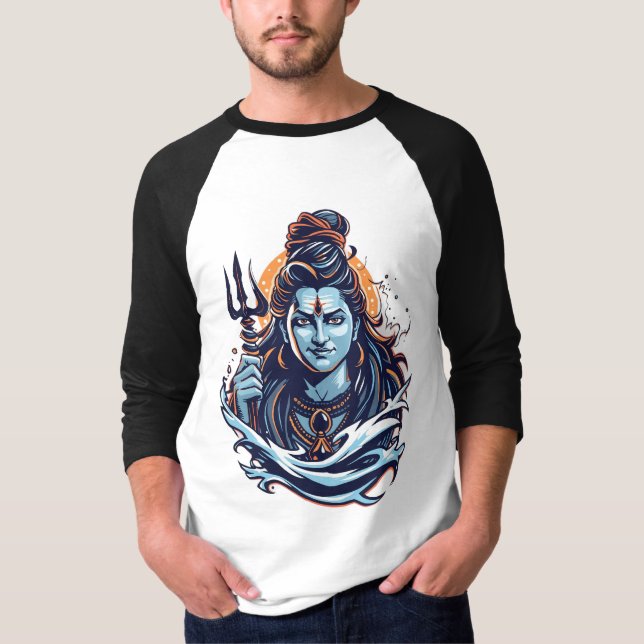 Camiseta Arte de Adiyogi Lord Shiva - Poderoso Tridente de  (Anverso)