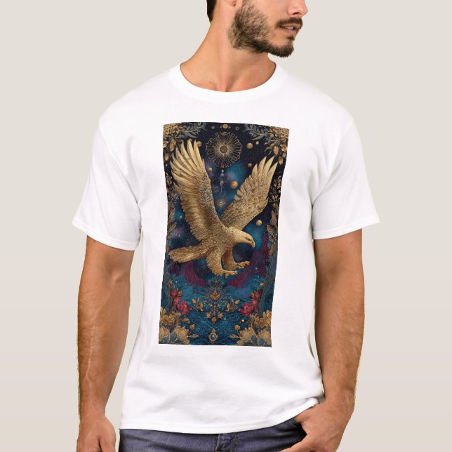 Camiseta arte de águila dorada celestial (Anverso)