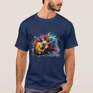 Camiseta Arte de Amante de Música de Guitarra Abstracta Art