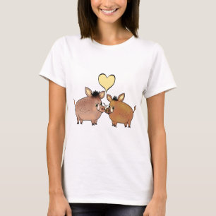 Camiseta Arte de amor de animales del corazón del cerdo sa
