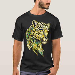 Camiseta Arte de Animal Abstracto de Leopardo Geométrico de