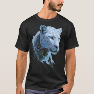 Camiseta Arte de Animal Abstracto de Lujo Leopardo de Nieve