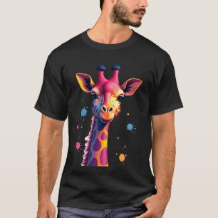 Camiseta arte de animal africano La jirafa colorida para di