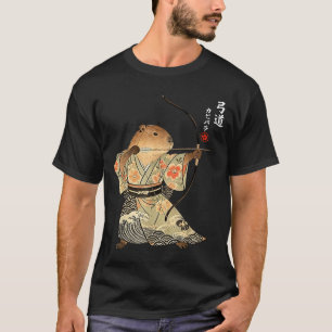 Camiseta Arte de animal japonés Samurái Kyudo Arquería Capi
