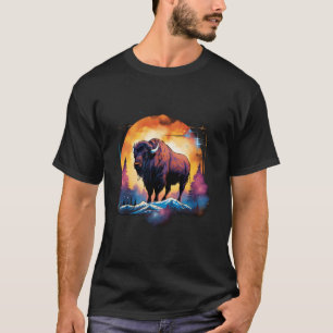 Camiseta Arte de animales de bisontes de fauna y flora colo