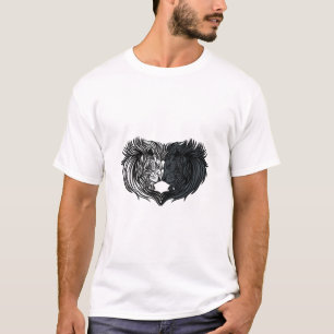 Camiseta Arte de animales Yin Yang, Batalla de Leones