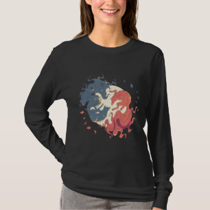 Camiseta Arte de animales Yin Yang, lobos espirituales