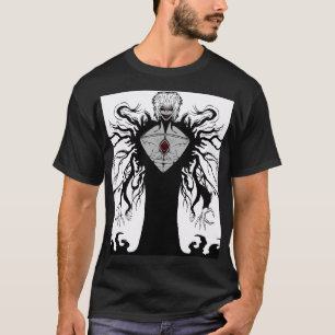 Camiseta Arte de Anime Fantasía Oscura Cuervo y Demonio