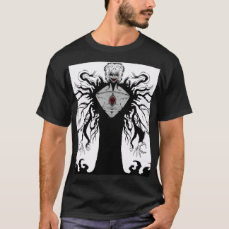 Camiseta Arte de Anime Fantasía Oscura Cuervo y Demonio