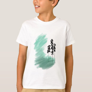 Camiseta arte de árbol verde escandinavo simple moderno men
