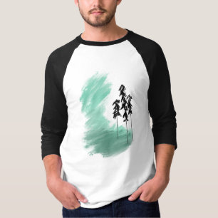 Camiseta arte de árbol verde escandinavo simple moderno men