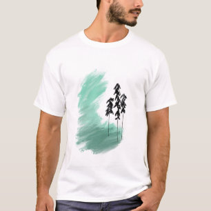 Camiseta arte de árbol verde escandinavo simple moderno men