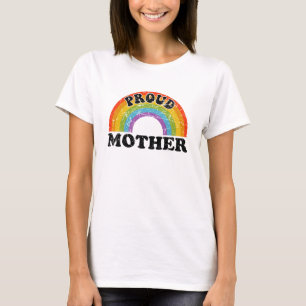 Camiseta Arte de arcoíris de madre orgullosa Groovy vintage
