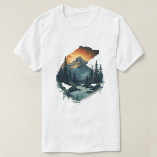 Camiseta Arte de aventura al aire libre con oso escénico
