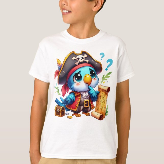 Camiseta Arte de aventura lindo loro pirata (Anverso)