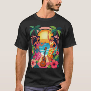 Camiseta Arte de Baile Tropical de la Playa de la Puesta de