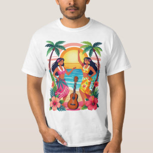 Camiseta Arte de Baile Tropical de la Playa de la Puesta de