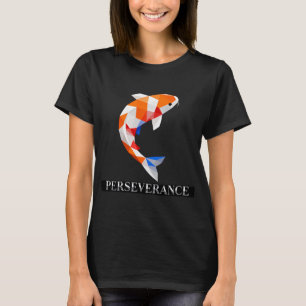Camiseta Arte de baja poliéster de carpa koi de perseveranc