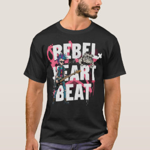 Camiseta Arte de bajo de punk rock Rebel Heart Beat