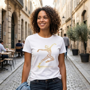 Camiseta Arte de ballet de línea dorada Bailarina Ilustraci
